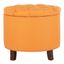 Tangerine Round Tufted Storage Ottoman with Oak Legs