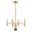 Sleek Satin Brass Mini Chandelier with Cylindrical Candle Sleeves