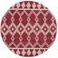 Handmade Red and Ivory Wool Abstract Round Rug, 6' x 6'