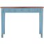 Blue and Oak Wood Console Table with Storage Drawer