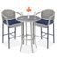 Gray and Blue Wicker Outdoor Bistro Set with Barstools