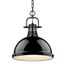 Matte Black Transitional Large Bowl Pendant with Glass Diffuser