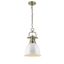 Transitional Aged Brass Mini Pendant with White Shade