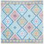 Saffron Blue and Aqua Square Flat Woven Area Rug