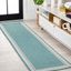 Aqua and Beige Stripe Synthetic Reversible Indoor/Outdoor Rug