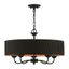 Harrington 5-Light Black Fabric Drum Pendant Chandelier