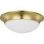 Satin Brass and Etched Glass 14" Flush Mount Light