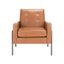 Roald Mid-Century Glam Accent Chair in Light Brown Faux Leather