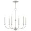 Mid-Century Modern Polished Nickel 6-Light Chandelier