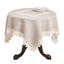 Taupe Lace Trimmed Square Fabric Table Topper