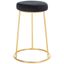 Kellie Black Velvet and Gold Metal Round Counter Stool