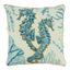 Aqua Cotton Sea Horse Square Throw Pillow