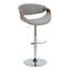 Curvo Light Gray Adjustable Swivel Barstool with Walnut Armrests