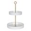 Lipton Glamorous White and Gold Round Metal Two-Tier Tray