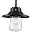 Matte Black Mini-Pendant with Seeded Glass Shade