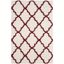 Ivory and Red Geometric Shag Area Rug, 10' x 14'