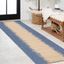 Tavira Blue and Beige Striped Synthetic Runner Rug