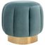 Teal Velvet Tufted Ottoman with Gold Base