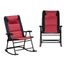 Outsunny Red and Black Steel Padded Rocking Chairs Set