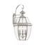 Elegant Brushed Nickel 3-Light Outdoor Wall Lantern with Clear Beveled Glass