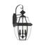 Colonial-Inspired Black Brass 3-Light Outdoor Wall Lantern