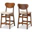 Katya Sand Walnut Brown Solid Wood Counter Stool Set