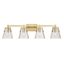 Analia Modern Gold 4-Light Vanity with Textured Glass Shades