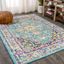 Blue Rectangular Medallion Synthetic Easy Care Rug