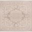 Beige and Cream Vintage Distressed Floral 8'x8' Area Rug