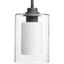 Graphite Double Glass Mini Pendant Light with Seeded and Etched Glass