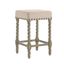 Weathered Gray 24" Rustic Farmhouse Metal & Wood Barstool with Leather Linen Seat