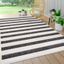 Black and Cream Stripe Synthetic 4' x 6' Indoor/Outdoor Rug