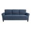 Alexa Blue Microfiber Sofa with Rolled Arms and Ottoman