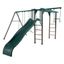 Green and Brown Metal Monkey Bar Swing Set with Slide