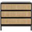 Black and Natural Rattan 3-Drawer Chest