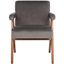 Dark Grey Velvet and Walnut Mid-Century Accent Chair