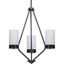 Matte Black 3-Light Chandelier with Glass Shades