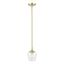 Elegant Transitional Satin Brass 1-Light Pendant with Clear Glass Shade