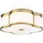 Liberty Gold Etched White Glass 22" LED Drum Ceiling Light