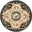 Handmade Ivory and Black Floral Wool Round Rug