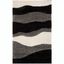 Grey and Black Geometric Waves Shag Rug 4' x 6'