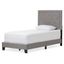 Elegant Twin-Size Linen Upholstered Bed with Diamond Tufting - Gray