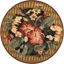 Handmade Round Black Floral Wool Area Rug