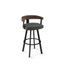 Lars 30" Gray Upholstered Swivel Barstool with Wood Back