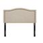 Beige Queen Upholstered Headboard with Nailhead Trim