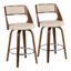 Cecina 18.5'' Cream Walnut Mid-Century Modern Swivel Counter Stool