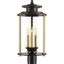 Antique Bronze 3-Light Outdoor Post Lantern with Clear Glass Shade