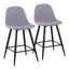 Set of 2 Black Metal Light Grey Fabric Counter Stools