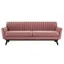 Dusty Rose Velvet Tufted Lawson Sofa with Wood Frame