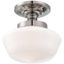 Elegant Opal Glass Bowl Ceiling Light in Polished Nickel